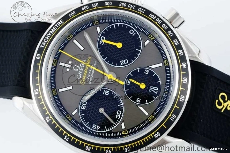 0304 ZipUp Speedmaster Racing Master SS HKF Best Edition Gray Black Dial on Black Rubber Strap A 7811